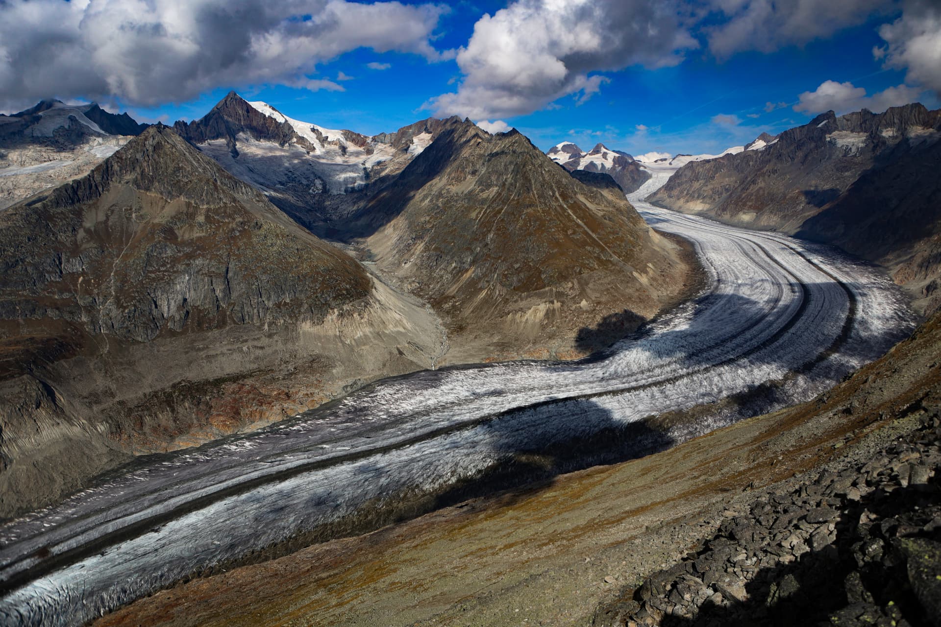 Panorama des Grossen Aletschgletschers vom Bettmergrat